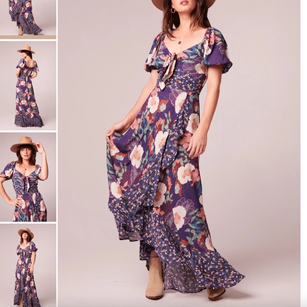 BAND OF THE FREE LIVIE PURPLE MIXED FLORAL MAXI DRESS